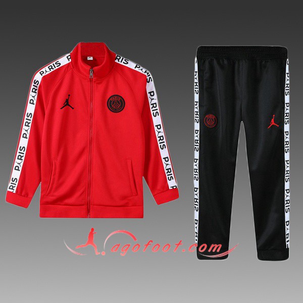 Nouveau Survetement Foot - Veste PSG Jordan Enfant Rouge 19/20