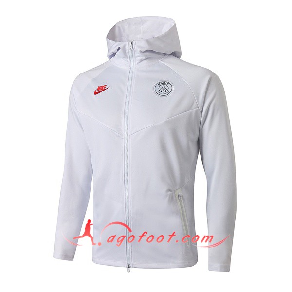 Nouveau Veste A Capuche Paris PSG Blanc 19/20