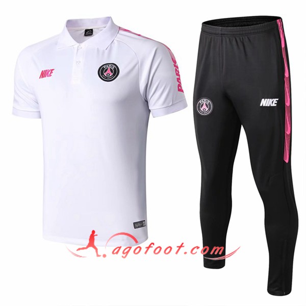Ensemble Polo Paris PSG NIKE + Pantalon Blanc Rose 19/20