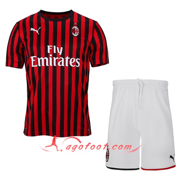 Ensemble Maillot Foot Milan AC Enfants Domicile Personnalisé Floqué 19/20