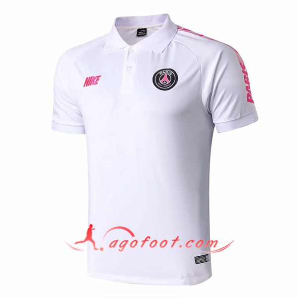 Nouveau Polo Foot Paris PSG NIKE Blanc Rose 19/20