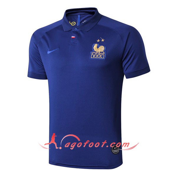 Nouveau Polo Foot France 2 Etoiles Bleu 19/20