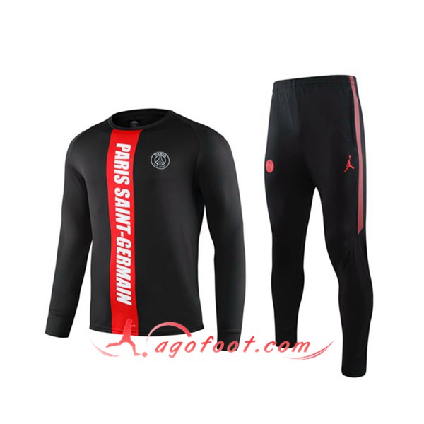 Training T-Shirts PSG + Pantalon Noir Rouge Manche longue 19/20