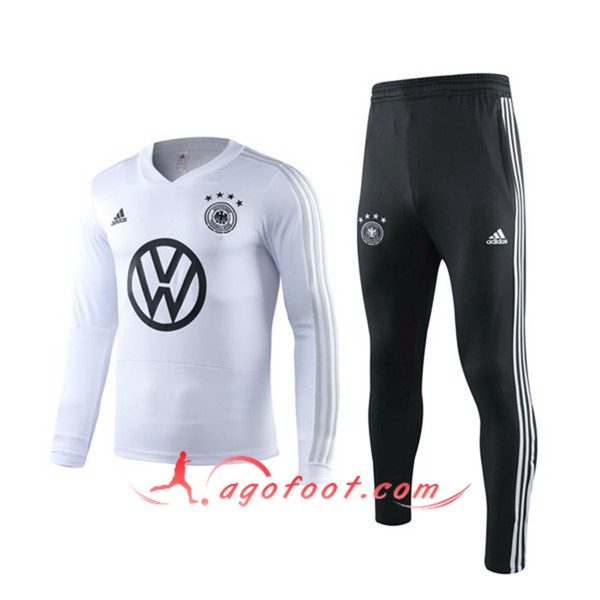 Training T-Shirts Allemagne + Pantalon Blanc Manche longue 19/20