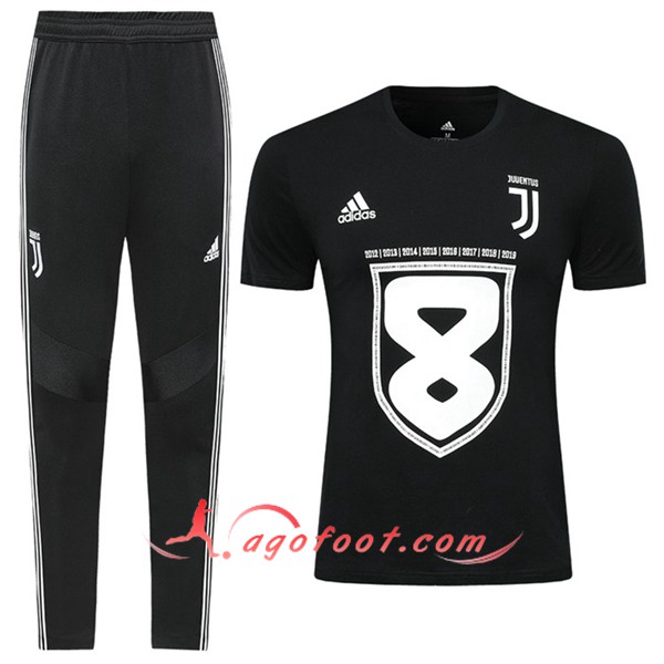Training T-Shirts Juventus + Pantalon Noir Blanc 19/20