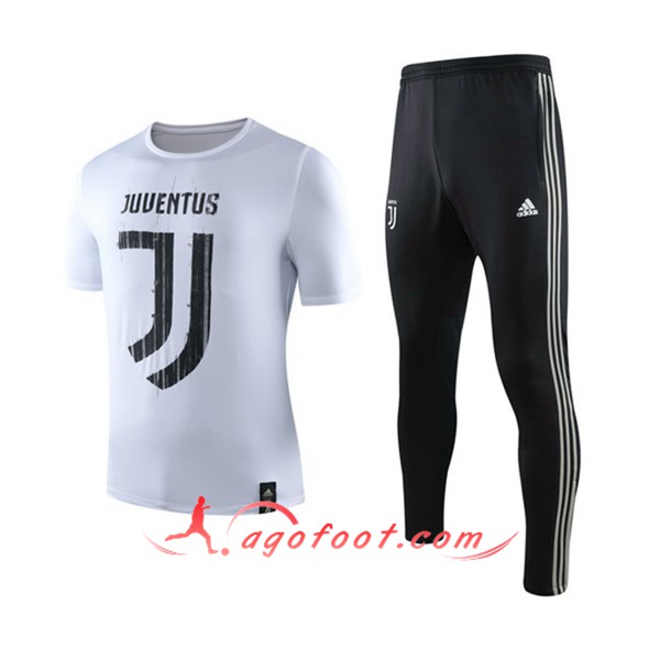 Training T-Shirts Juventus + Pantalon Blanc Noir 19/20
