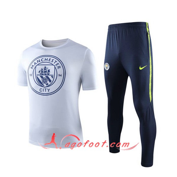 Training T-Shirts Manchester City + Pantalon Blanc 19/20