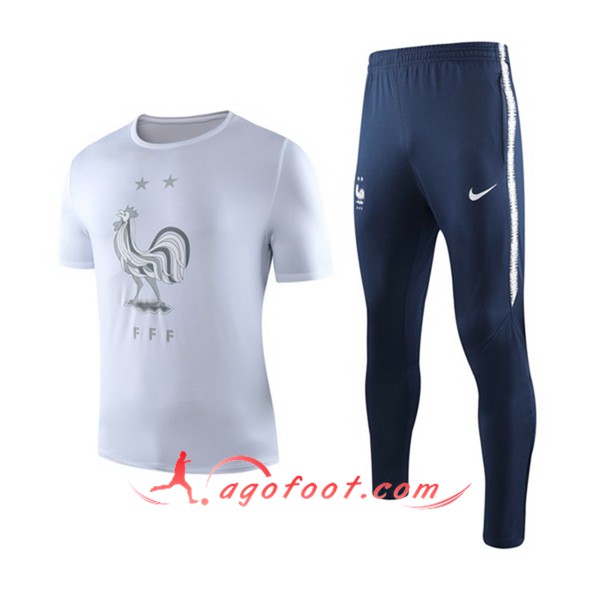 Training T-Shirts France + Pantalon Blanc 19/20