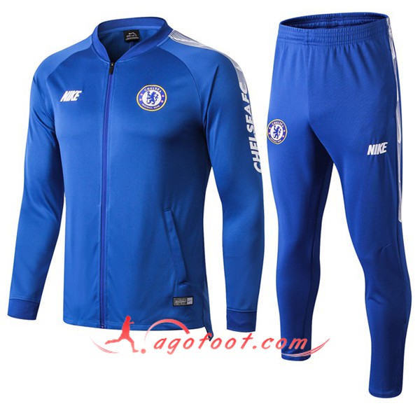 Nouveau Ensemble Survetement Foot - Veste FC Chelsea Bleu 19/20
