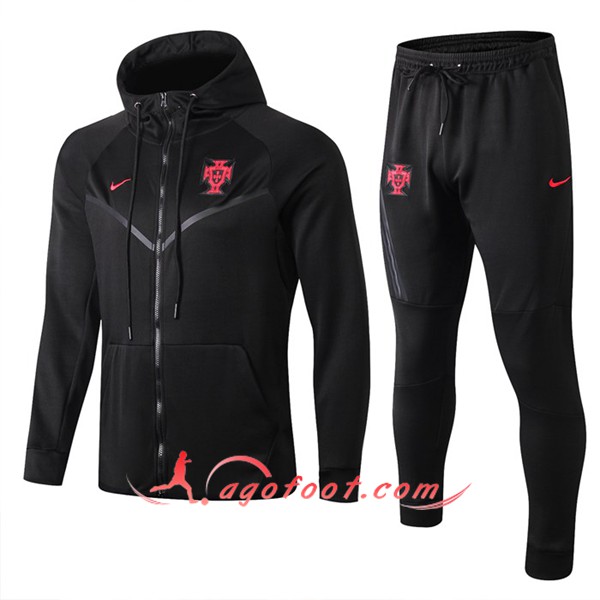 Nouveau Veste A Capuche Survetement Foot Portugal Noir 19/20