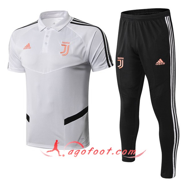 Ensemble Polo Juventus + Pantalon Blanc Noir 19/20