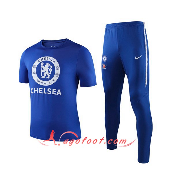 Training T-Shirts FC Chelsea + Pantalon Bleu 19/20