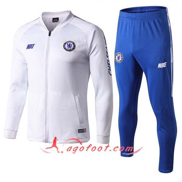 Nouveau Survetement Foot - Veste FC Chelsea Blanc 19/20