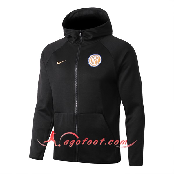 Nouveau Veste Foot Sweat A Capuchet Inter Milan Noir 19/20