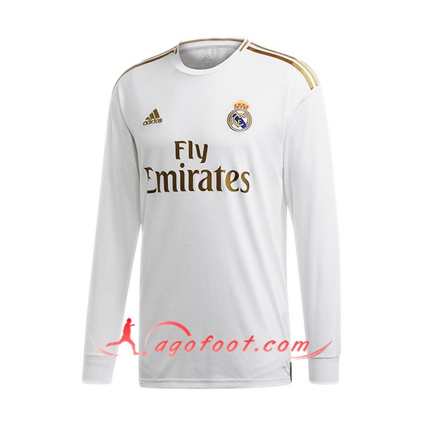 Maillot Foot Real Madrid Manches longues Domicile Personnalisé Floqué 19/20