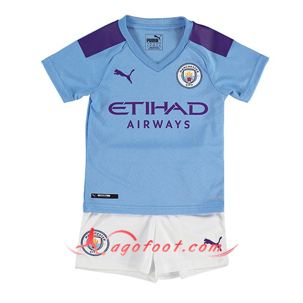 Ensemble Maillots Foot Manchester City Enfants Domicile Personnalisé 19/20