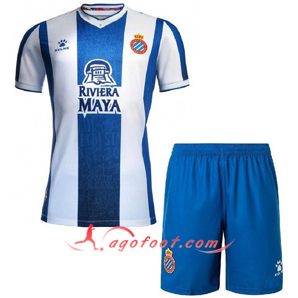 Ensemble Maillots Foot RCD Espanyol Enfants Domicile Personnalisé 19/20