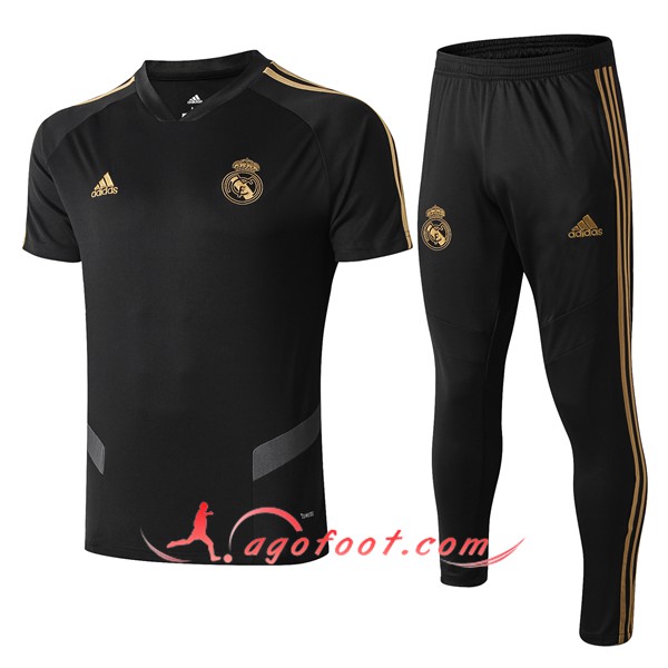 Training T-Shirts Real Madrid + Pantalon Noir Gris 19/20
