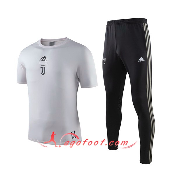 Training T-Shirts Juventus + Pantalon Gris 19/20
