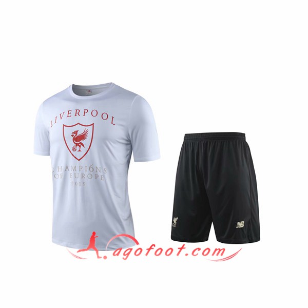 Training T-Shirts FC Liverpool + Shorts Blanc 19/20