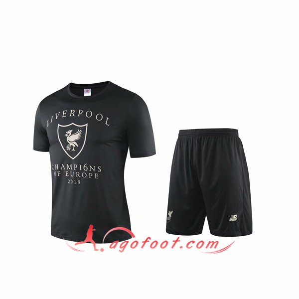 Training T-Shirts FC Liverpool + Shorts Noir Blanc 19/20