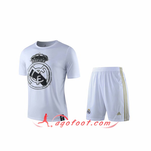 Training T-Shirts Real Madrid + Shorts Blanc 19/20
