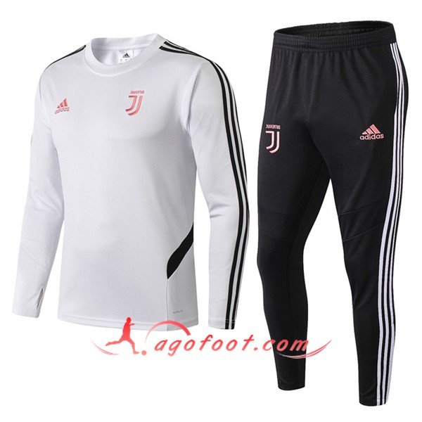 Ensemble Survetement de Foot Juventus Blanc Noir 19/20