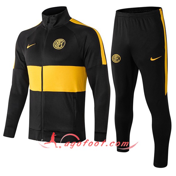 Ensemble Survetement de Foot - Veste Inter Milan Noir Jaune 19/20