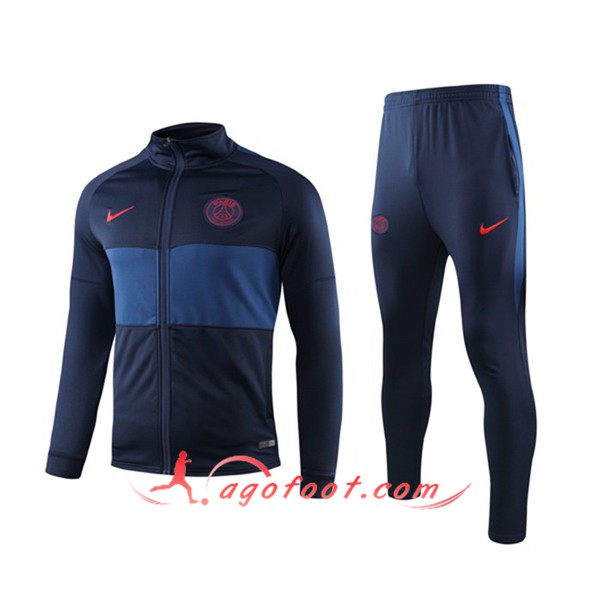 Ensemble Survetement de Foot - Veste PSG Bleu Fonce 19/20