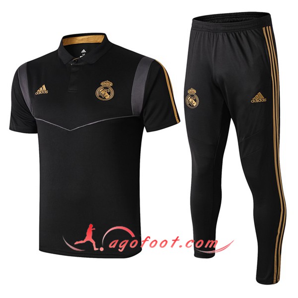 Ensemble Polo Real Madrid + Pantalon Noir Gris 19/20