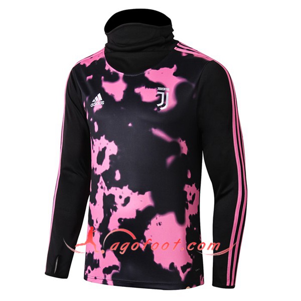 Nouveau Training Sweatshirt Juventus Rose Noir Col Haut 19/20