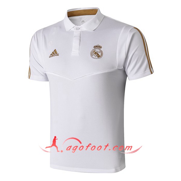 Polo Foot Real Madrid Blanc Jaune 19/20