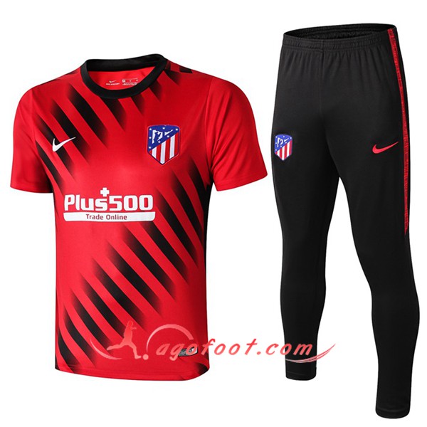 Training T-Shirts Atletico Madrid + Pantalon Rouge Noir 19/20