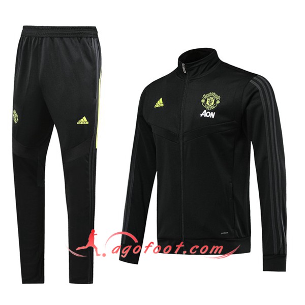 Ensemble Survetement Foot - Veste Manchester United Noir 19/20