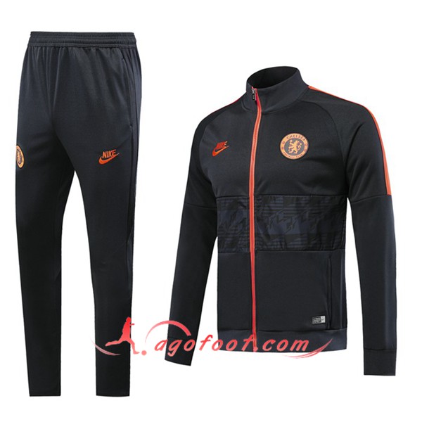 Ensemble Survetement Foot - Veste FC Chelsea Noir 19/20