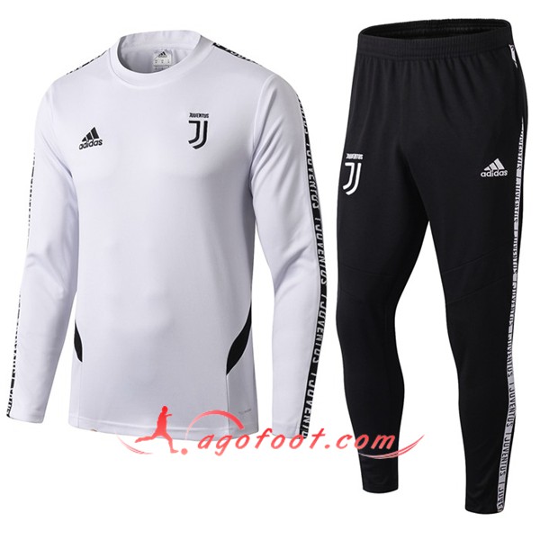 Ensemble Survetement Foot Juventus Blanc Noir 19/20