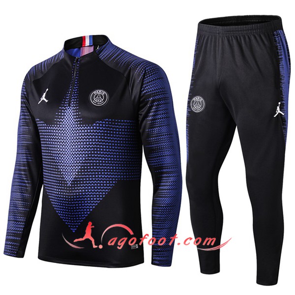 Ensemble Survetement Foot PSG Jordan Bleu Noir 19/20