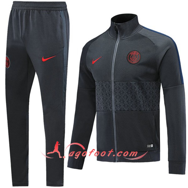 Ensemble Survetement Foot - Veste PSG Gris Fonce 19/20