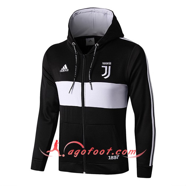 Nouveau Veste A Capuche Juventus Noir Blanc 19/20