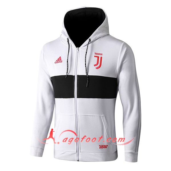 Nouveau Veste A Capuche Juventus Blanc Noir 19/20