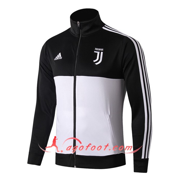 Nouveau Veste Foot Juventus Blanc Noir Col haut 19/20