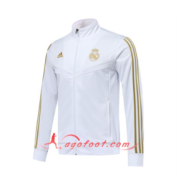 Nouveau Veste Foot Real Madrid Blanc Jaune 19/20