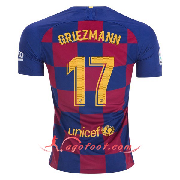 Maillot Foot FC Barcelone (GRIEZMANN 17) Domicile Personnalisé Floqué 19/20