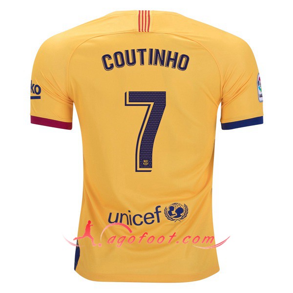Maillot Foot FC Barcelone (Coutinho 7) Exterieur Personnalisé Floqué 19/20