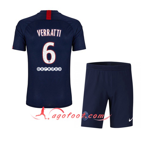 Maillot Foot PSG (VERRATTI 6) Enfant Domicile Personnalisé Floqué 19/20