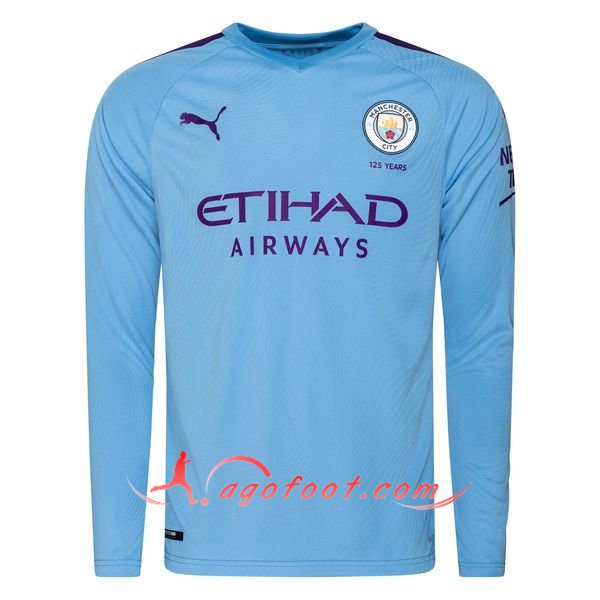 Maillot Foot Manchester City Domicile Manche longue Personnalisé Floqué 19/20