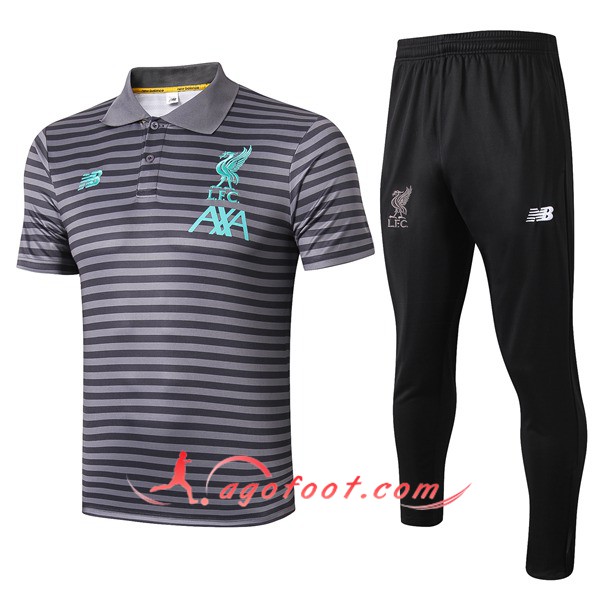 Ensemble Polo FC Liverpool + Pantalon Gris Fonce Stripe 19/20