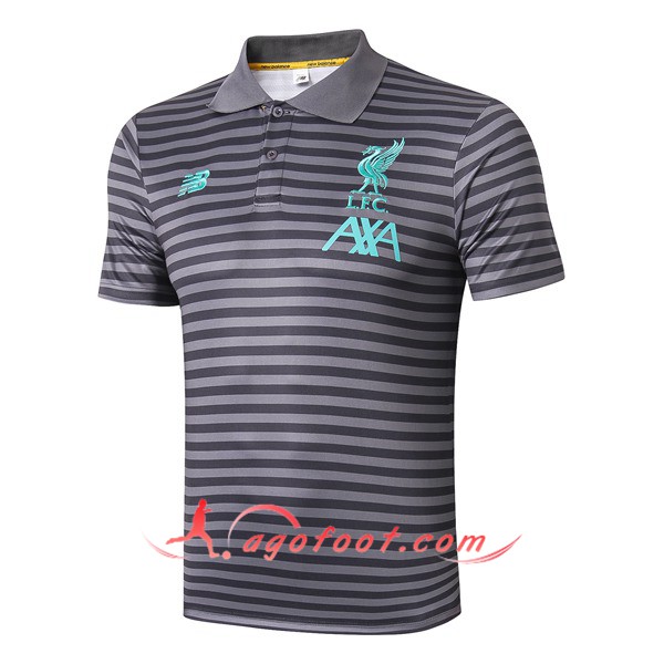 Polo Foot FC Liverpool Gris Fonce Stripe 19/20