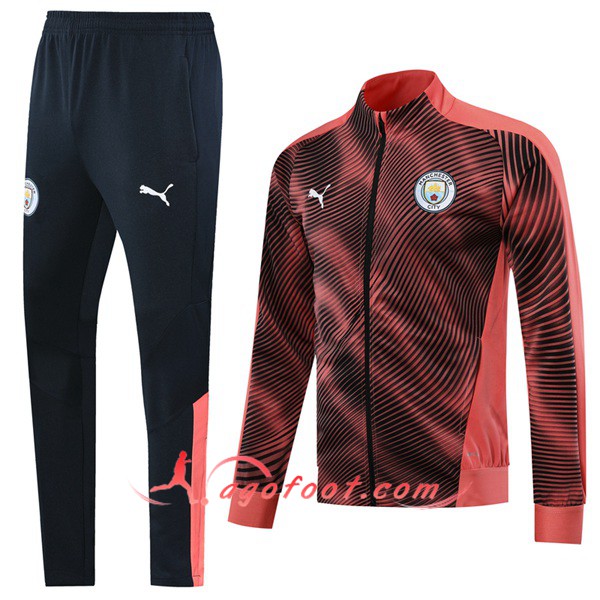 Ensemble Survetement Foot - Veste Manchester City Noir Rose 19/20