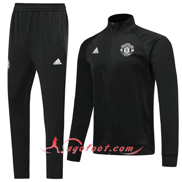 Ensemble Survetement Foot - Veste Manchester United Noir 19/20